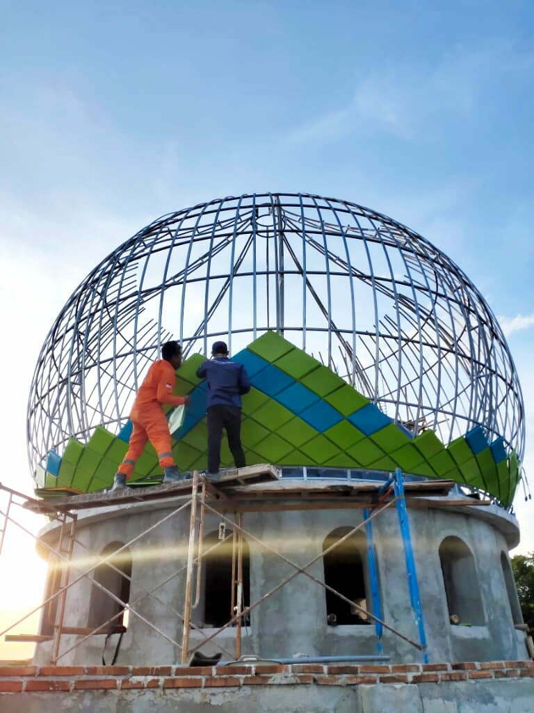 cara pembuatan hingga proses pemasangan kubah masjid proses instalasi 2